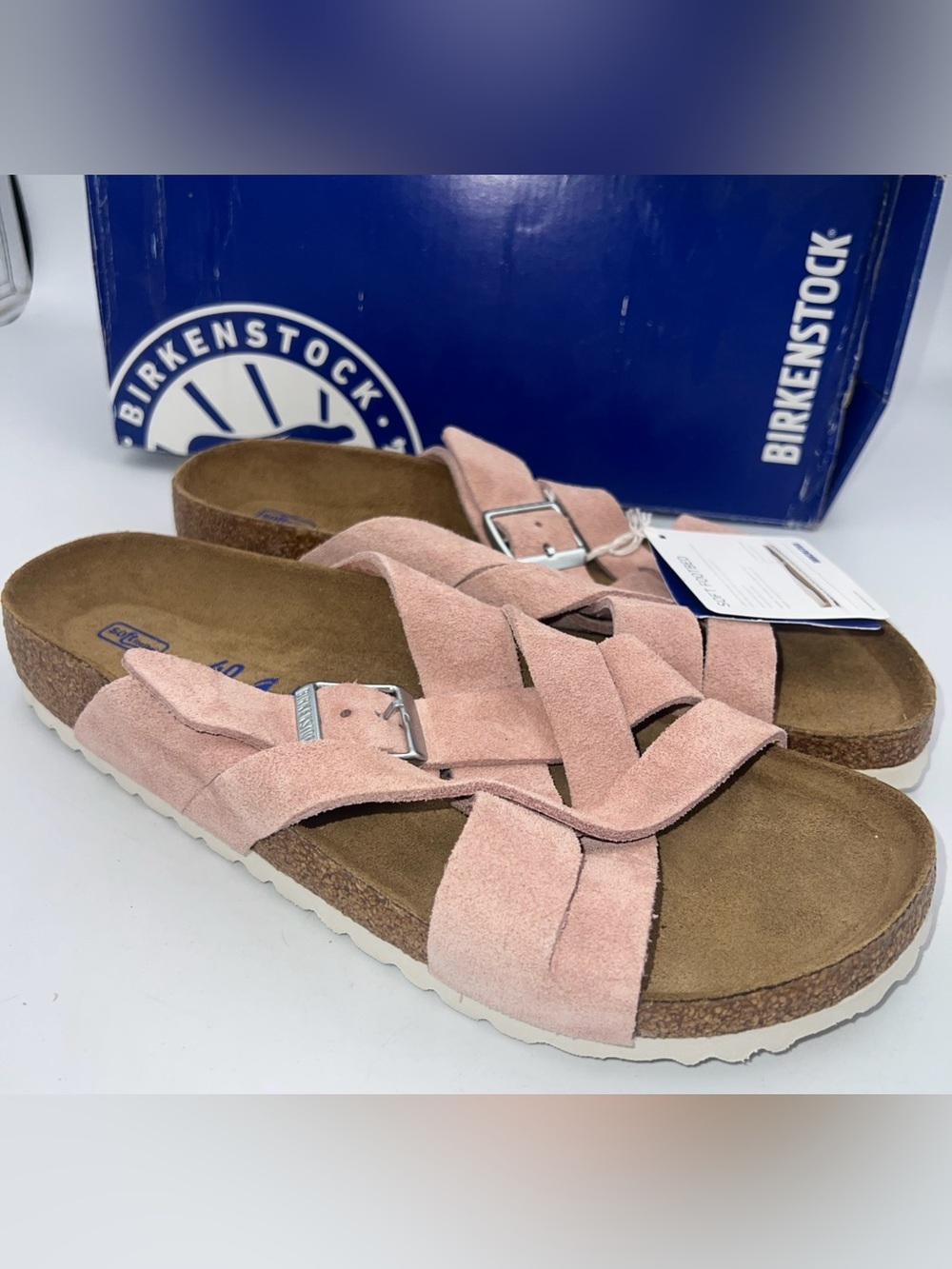 Birkenstock Lugano Suede Pink Clay Sandals EU40 Women US 9-9.5 Narrow/Reg NEW